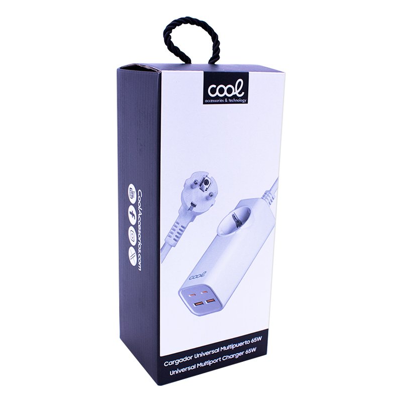 Cargador Universal Multipuerto COOL 65W (Regleta 5 Puertos) Blanco