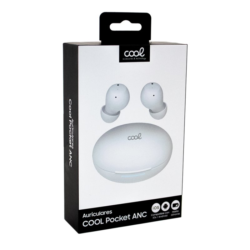 Auriculares Stereo Bluetooth Earbuds ANC COOL Pocket Blanco