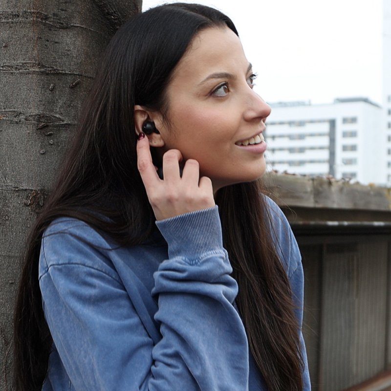 Auriculares Stereo Bluetooth Earbuds ANC COOL Pocket Negro