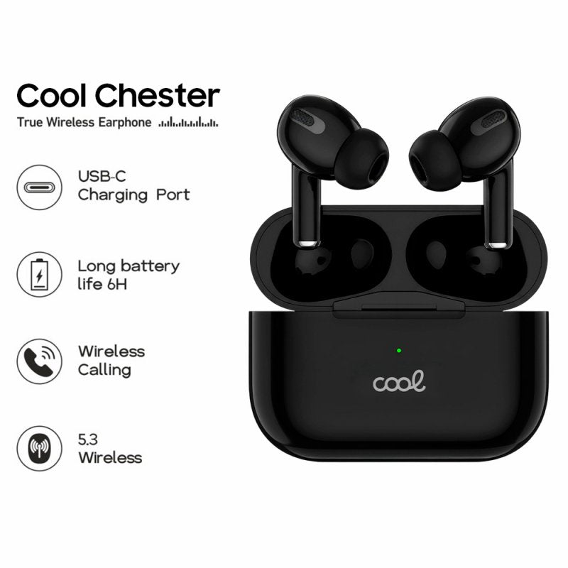 Auriculares Stereo Bluetooth Earbuds COOL Chester Negro