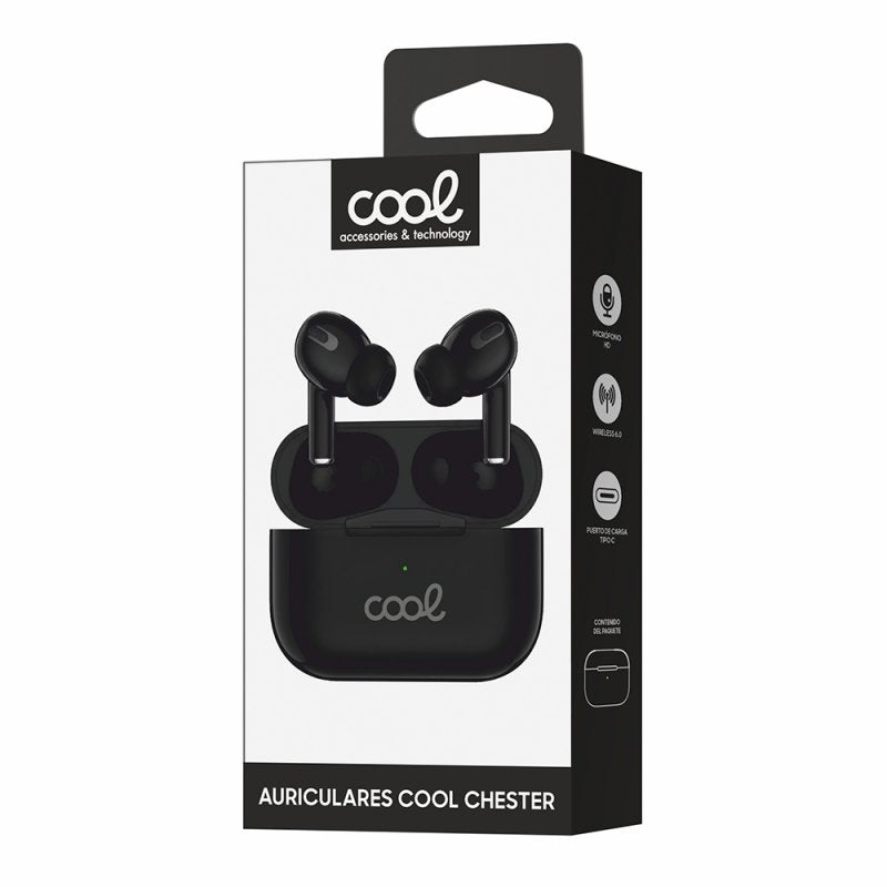 Auriculares Stereo Bluetooth Earbuds COOL Chester Negro