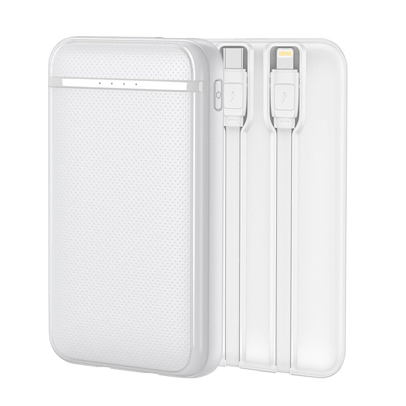Bateria Externa Power Bank 5000 mAh COOL (2 Cables: TIPO C / Lightning) Blanco