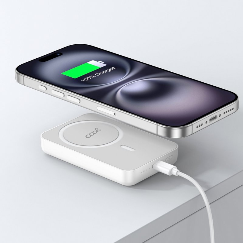 Bateria Externa Universal MAGNÉTICA Power Bank Qi 5000 mAh COOL Blanco