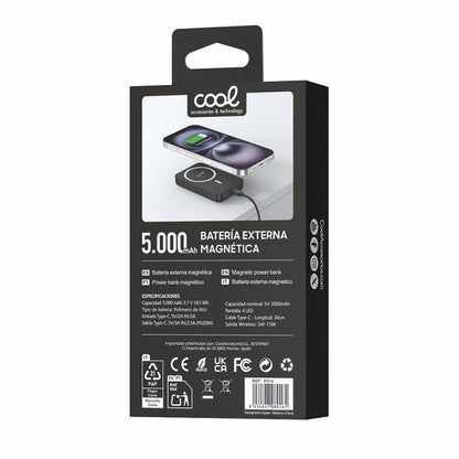 Bateria Externa Universal MAGNÉTICA Power Bank Qi 5000 mAh COOL Negro