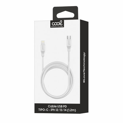 Cable USB Compatible COOL Universal TIPO-C a Lightning (1.2 metros) Blanco