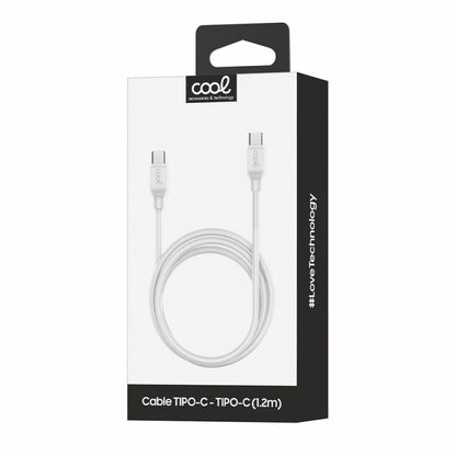 Cable USB Compatible COOL Universal TIPO-C a TIPO-C (1.2 metros) Blanco 3 Amp