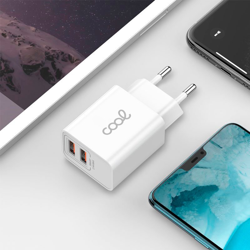 Cargador Red para iPhone COOL 2 x USB + Cable Lightning 1,2m (2.4 Amp)