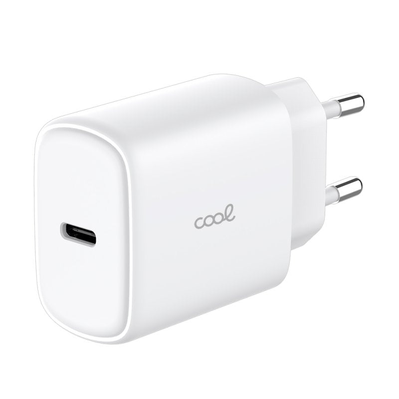 Cargador Red Universal Fast Adapt. (PD) Tipo-C COOL (25W) Blanco + Cable Tipo-C a Lightning