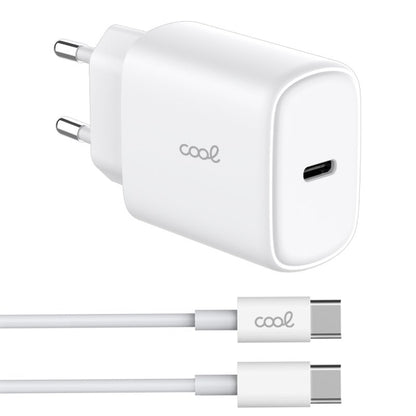 Cargador Red Universal Fast Adapt. (PD) Tipo-C COOL (25W) Blanco + Cable Tipo-C a Tipo-C