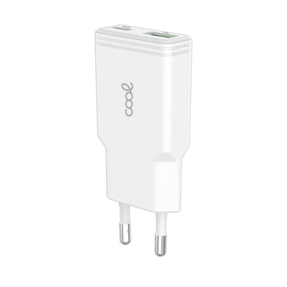 Cargador Red Universal Fast Charger (PD) Tipo-C / USB Dual COOL Plano (30W) Blanco