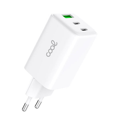 Cargador Red Universal Ultra Fast PD Port x3 (2x Tipo-C + 1x USB) COOL (65W) GaN Blanco
