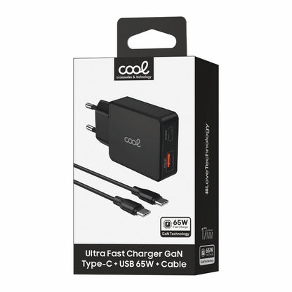 Cargador Red Universal Ultra Fast PD Tipo-C + USB COOL (65W + Cable Tipo-C) GaN Negro