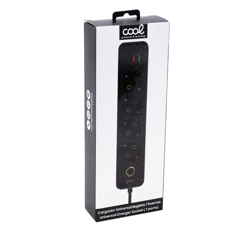 Cargador Universal Multipuerto COOL (Regleta 7 Puertos) Negro