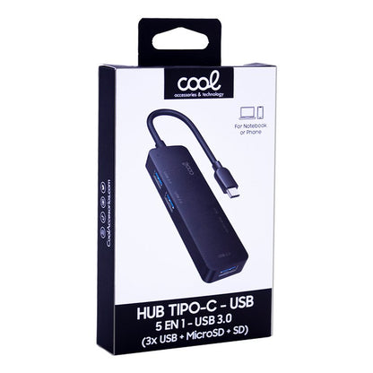 Hub Tipo-C Universal COOL 5 en 1 (3 x USB 3.0 + SD + Micro SD)