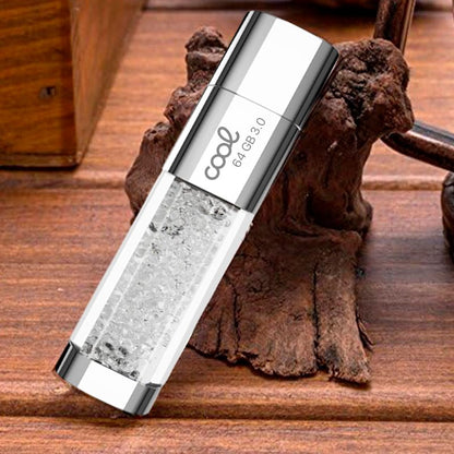 Pen Drive USB x64 GB 3.0 COOL Crystal Blanco