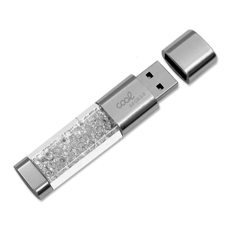 Pen Drive USB x64 GB 3.0 COOL Crystal Blanco