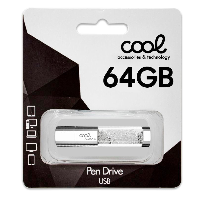 Pen Drive USB x64 GB 3.0 COOL Crystal Blanco