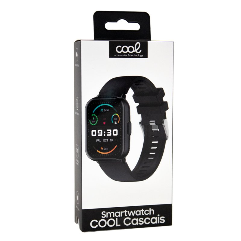 Smartwatch COOL Cascais Silicona Negro (Llamadas, Salud, Deporte)