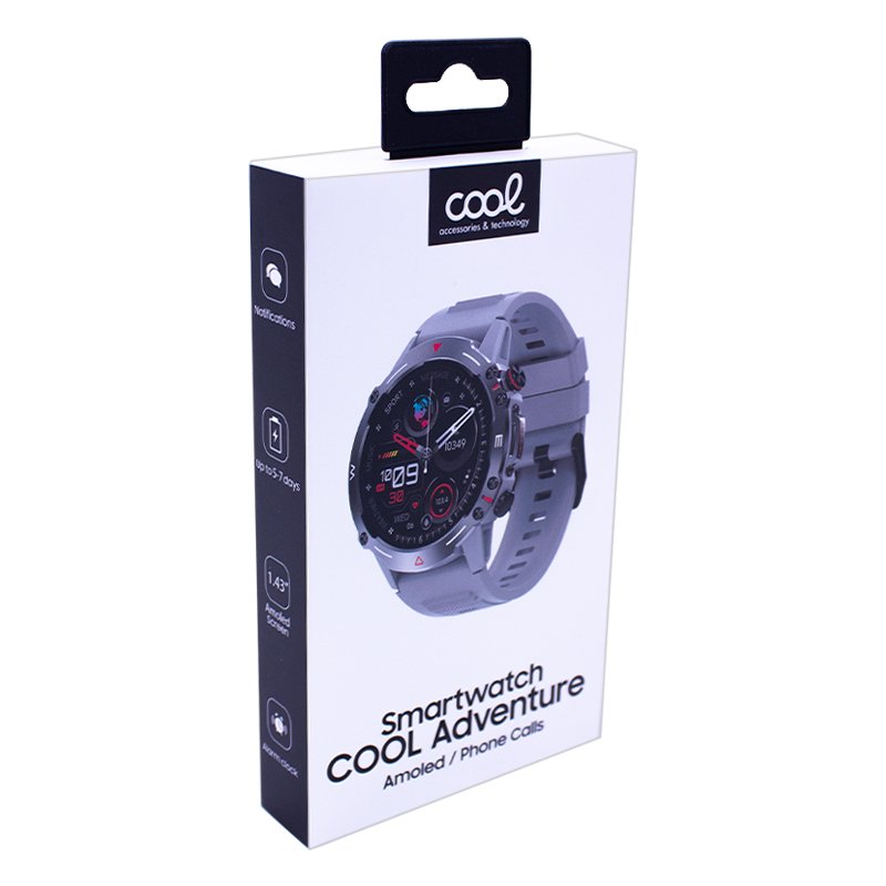 Smartwatch Pantalla Amoled COOL Adventure Silicona Gris (Llamadas, Salud...)
