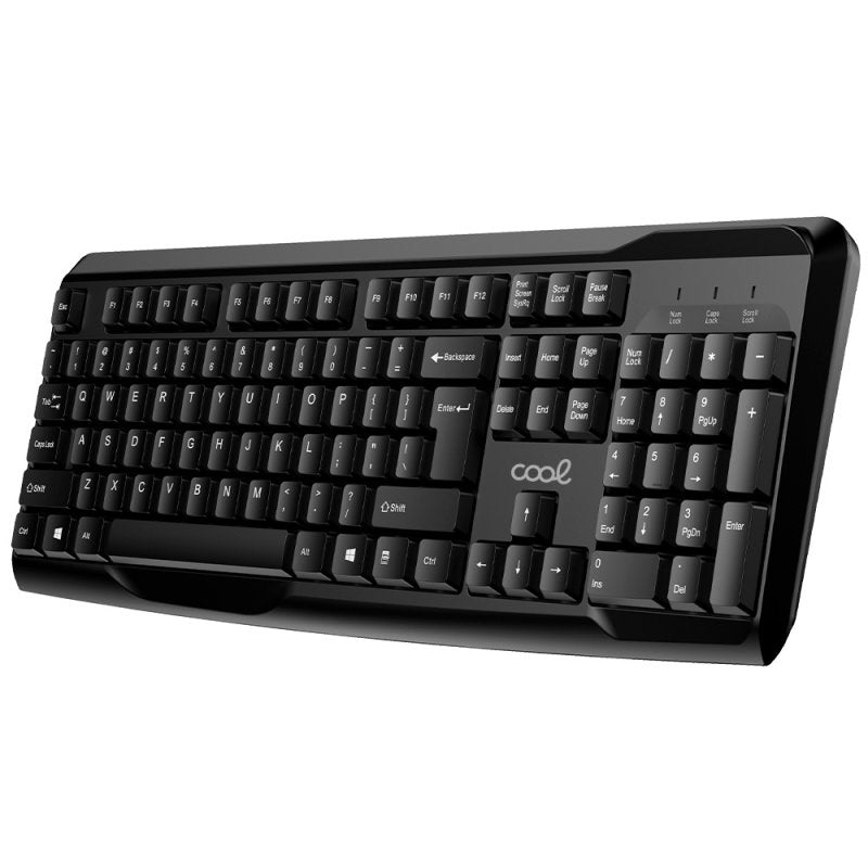 Teclado Office Inalámbrico PC Kit + Ratón COOL Enter Negro (Español)
